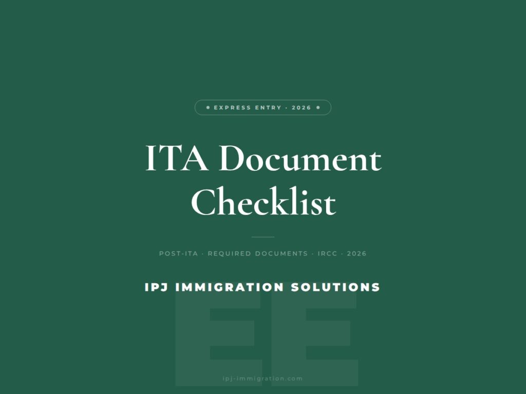 Express Entry ITA document checklist infographic for post-ITA required documents in Canada