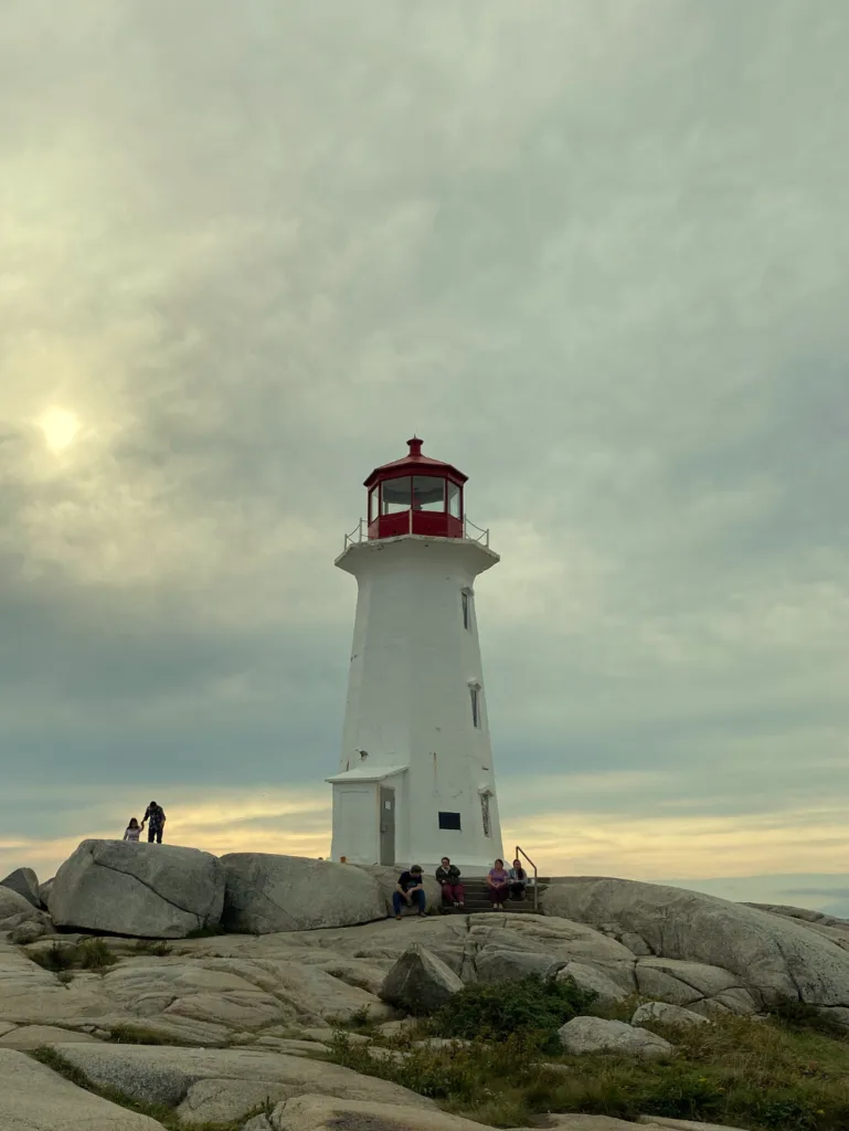 Lighthouse on a rocky shore at Peggy's Cove, Nova Scotia